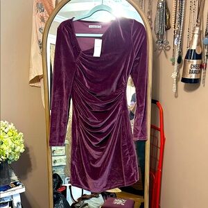 Abercrombie & Fitch Asymmetrical Velvet Dress in Deep Purple